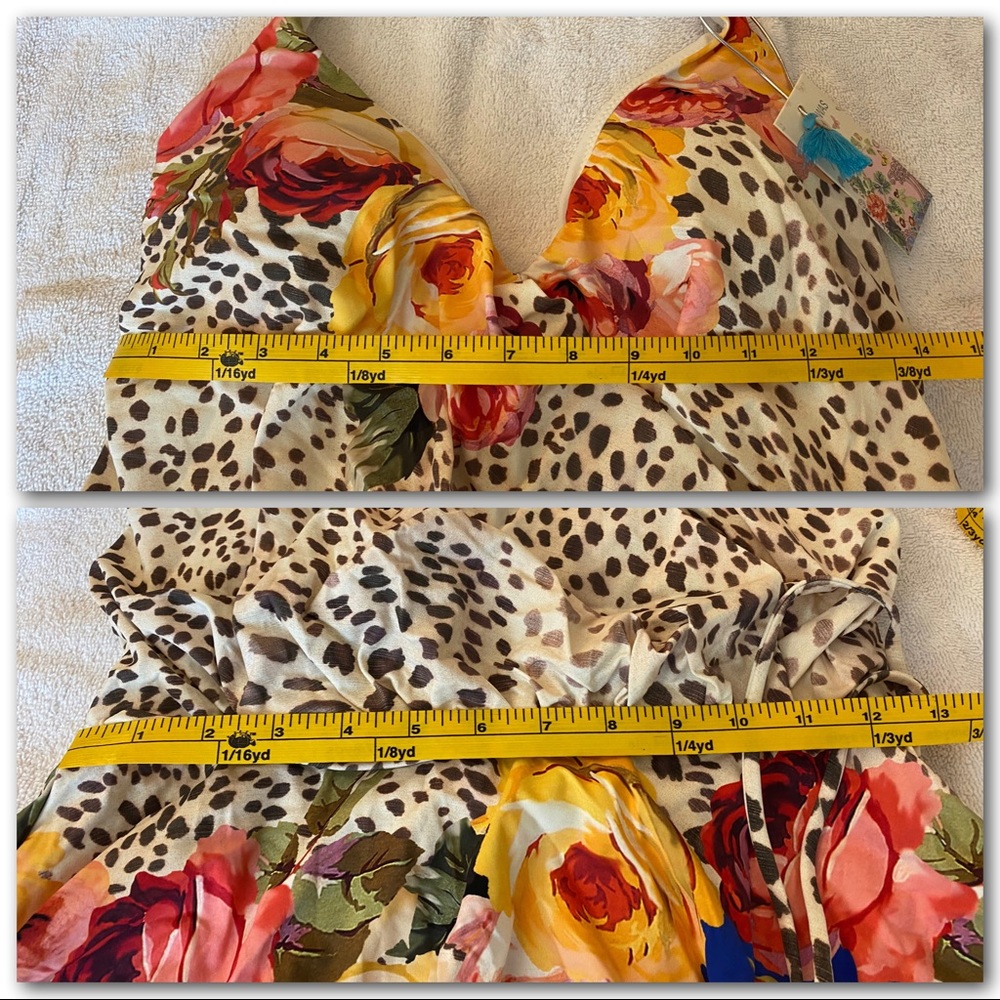 Johnny Was Oksana Leopard Floral Print Halter Wrap Tankini Top - Picture 7 of 12